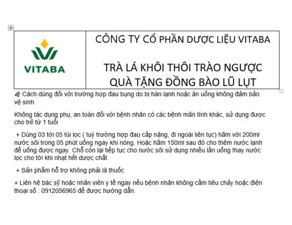 Trà Lá Khôi - Thôi trào ngược - quà tặng đồng bào bão lụt